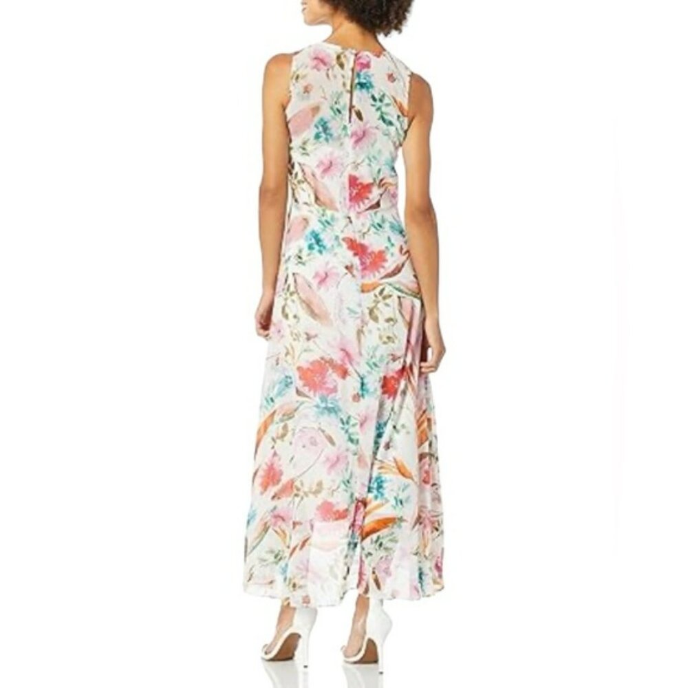 Calvin Klein Floral Maxi Dress Cd9Hh3C6 High Low Sleeveless Bloom Chic Size 4